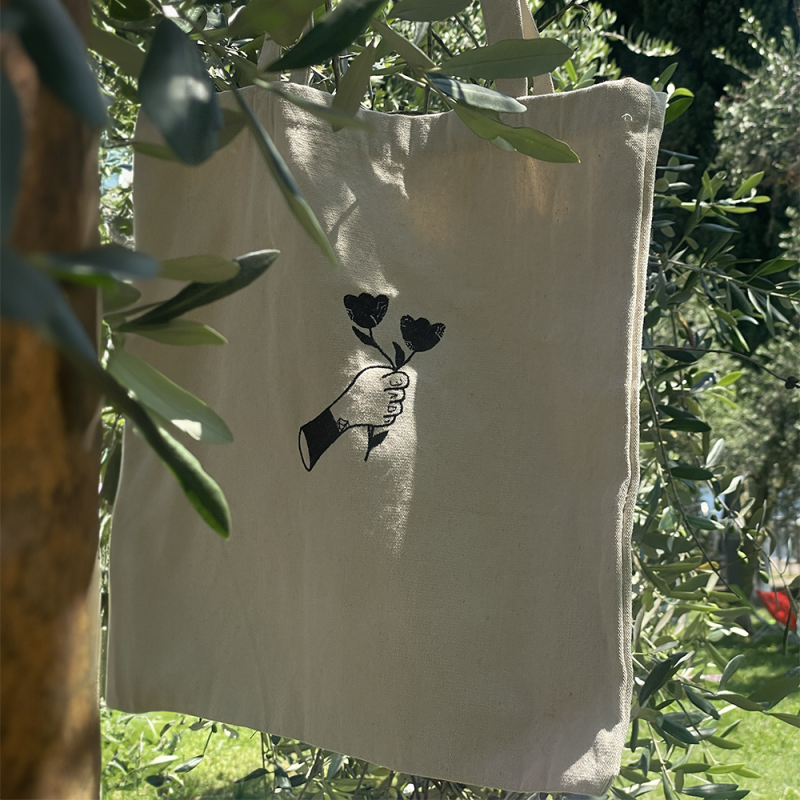 Borsa in canva fiori